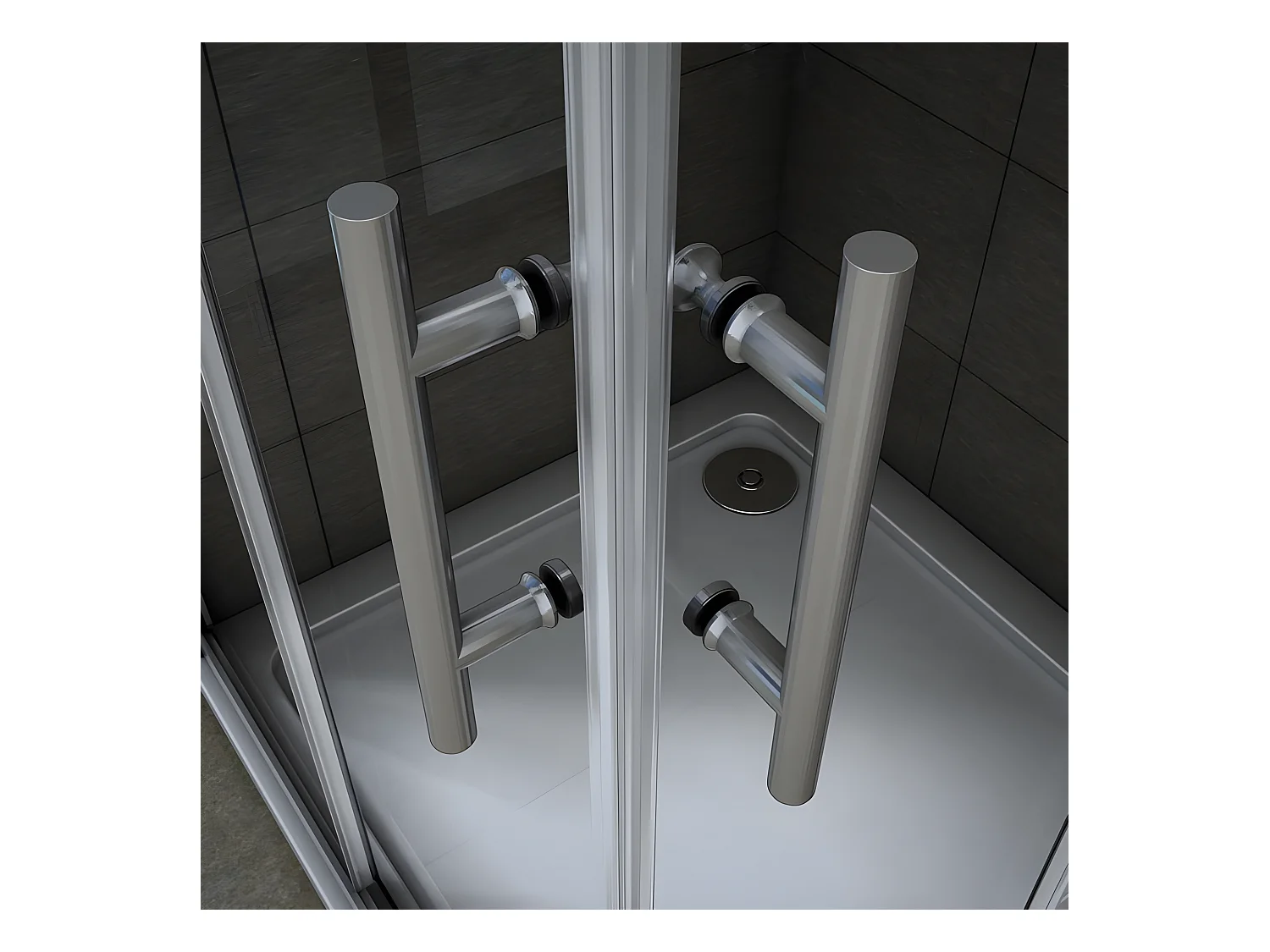 Cabine de douche coulissante 100x100x195cm en 6mm verre securit anticalcaire, L'accès d'angle