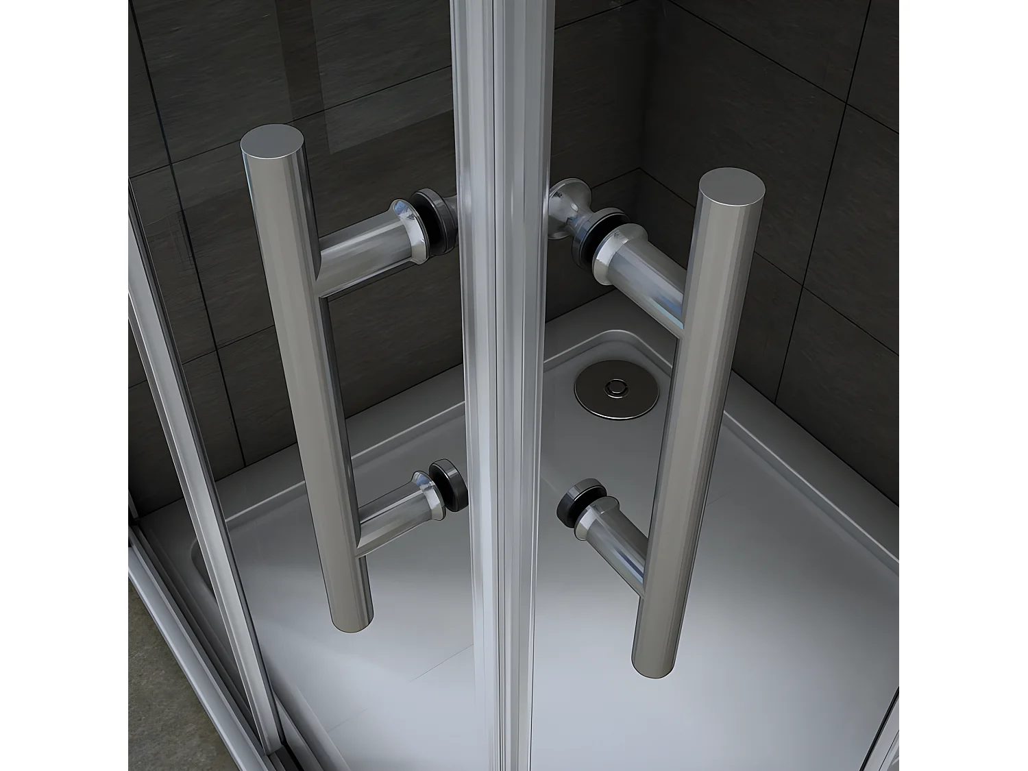 Cabine de douche coulissante 100x100x195cm en 6mm verre securit anticalcaire, L'accès d'angle