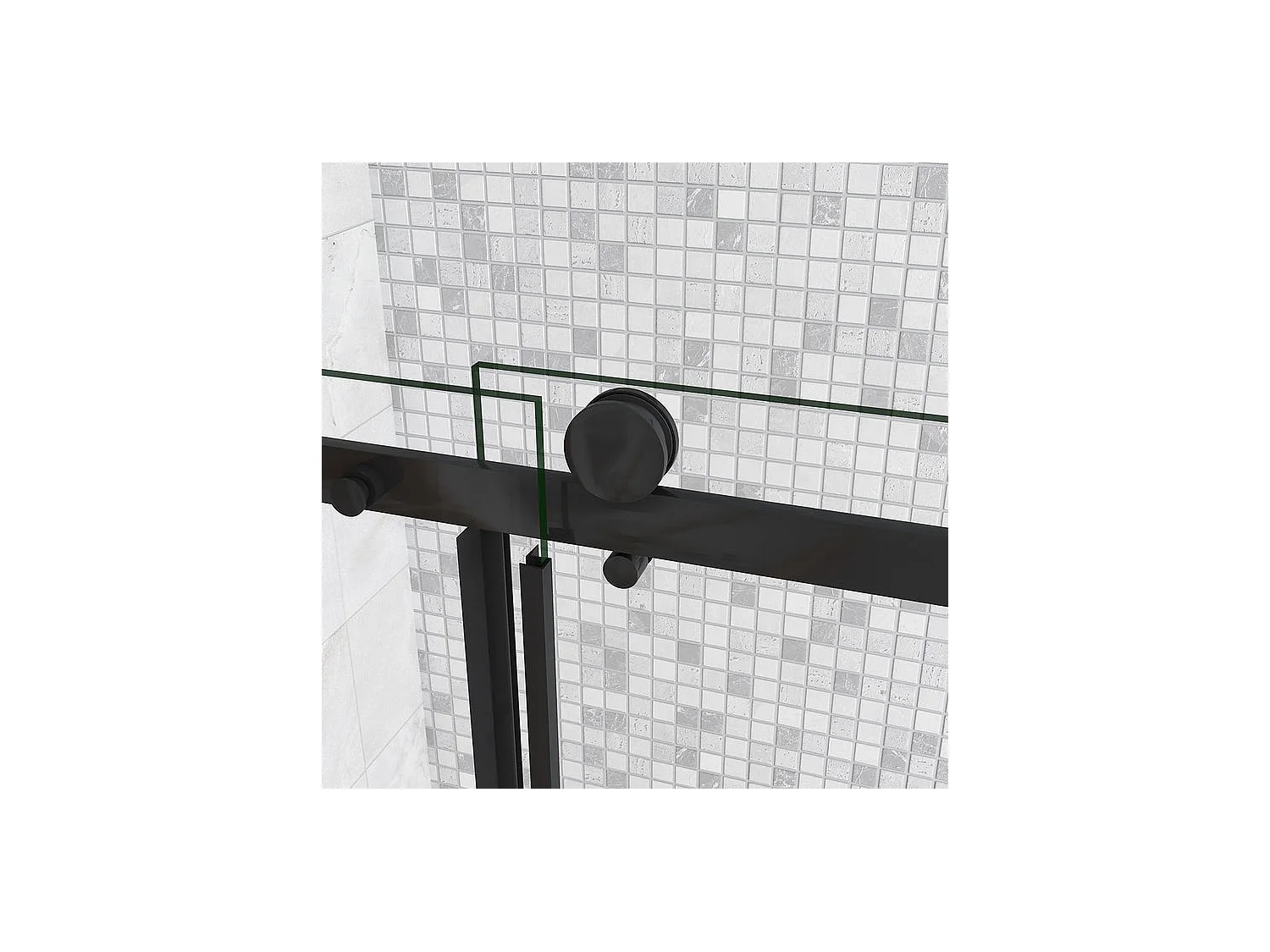 Cabine de douche coulissante 120x80x200cm porte de douche + paroi latérale Hauteur 200cm En 8mm verre anticalcaire profilé noir mat