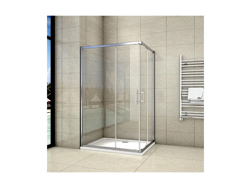 Cabine de douche coulissante 120x90x195cm en 6mm verre securit anticalcaire, L'accès d'angle