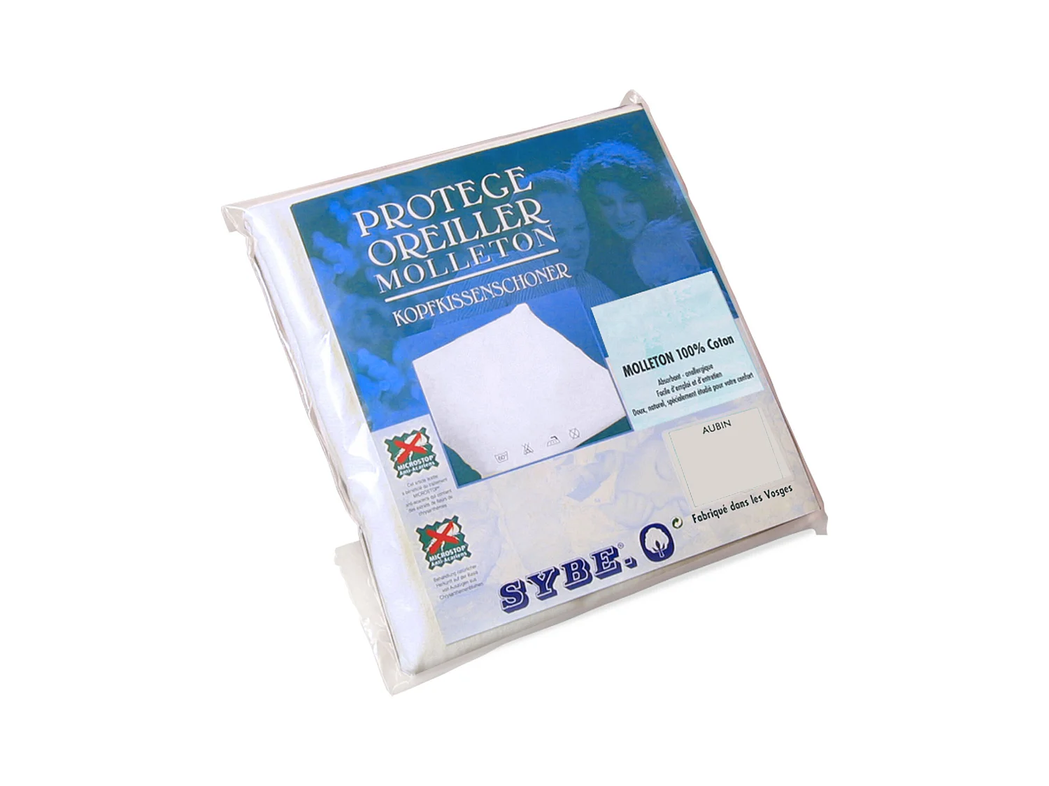 Housse de Protection d'oreiller 60x60 cm coton gratté 2 faces environ 220g/m² AUBIN