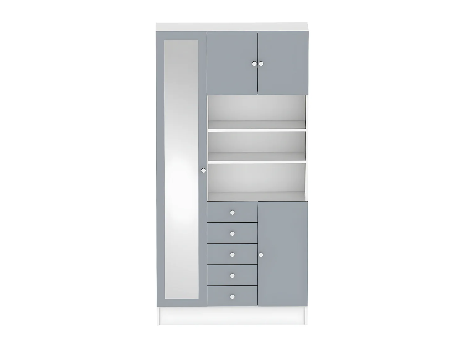Armoire COMBI 90 X 182 - blanc et gris céladon - SYMBIOSIS