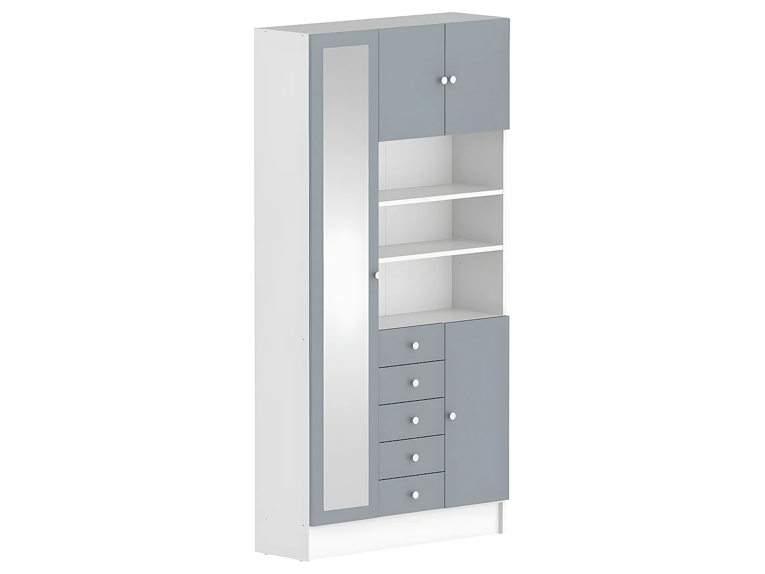 Armoire COMBI 90 X 182 - blanc et gris céladon - SYMBIOSIS