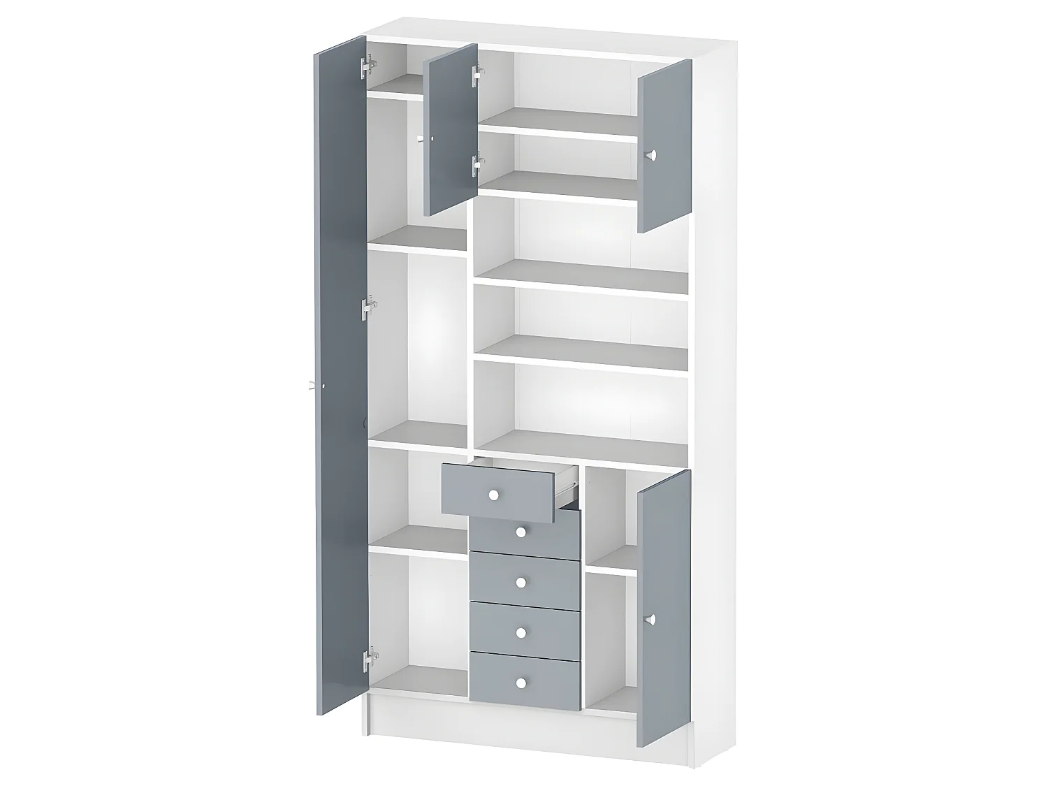 Armoire COMBI 90 X 182 - blanc et gris céladon - SYMBIOSIS