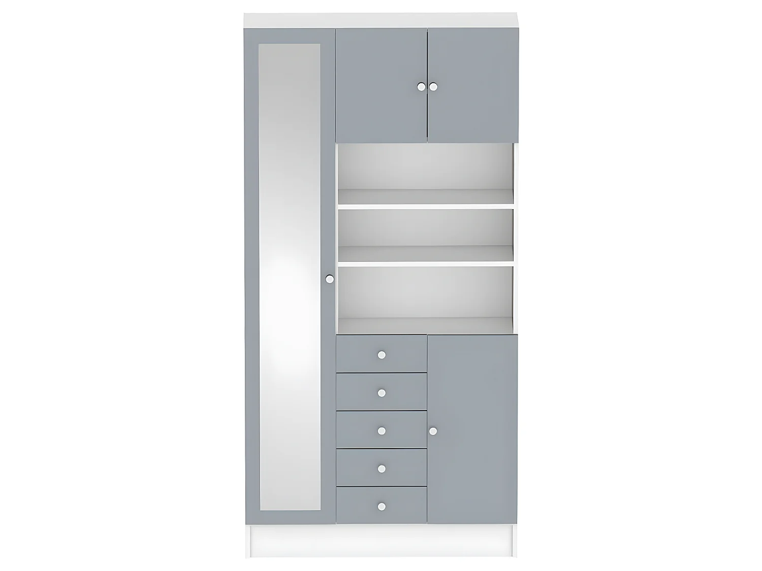 Armoire COMBI 90 X 182 - blanc et gris céladon - SYMBIOSIS