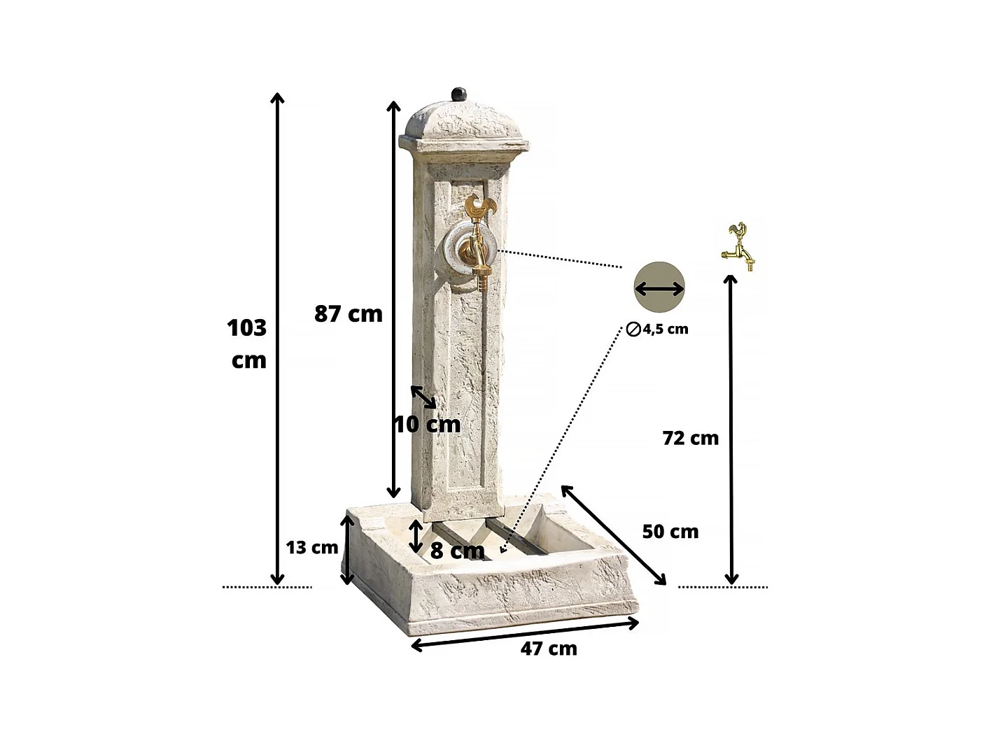 Fontaine "Longchamp" - 0.50 x 0.47 x 1.03 m
