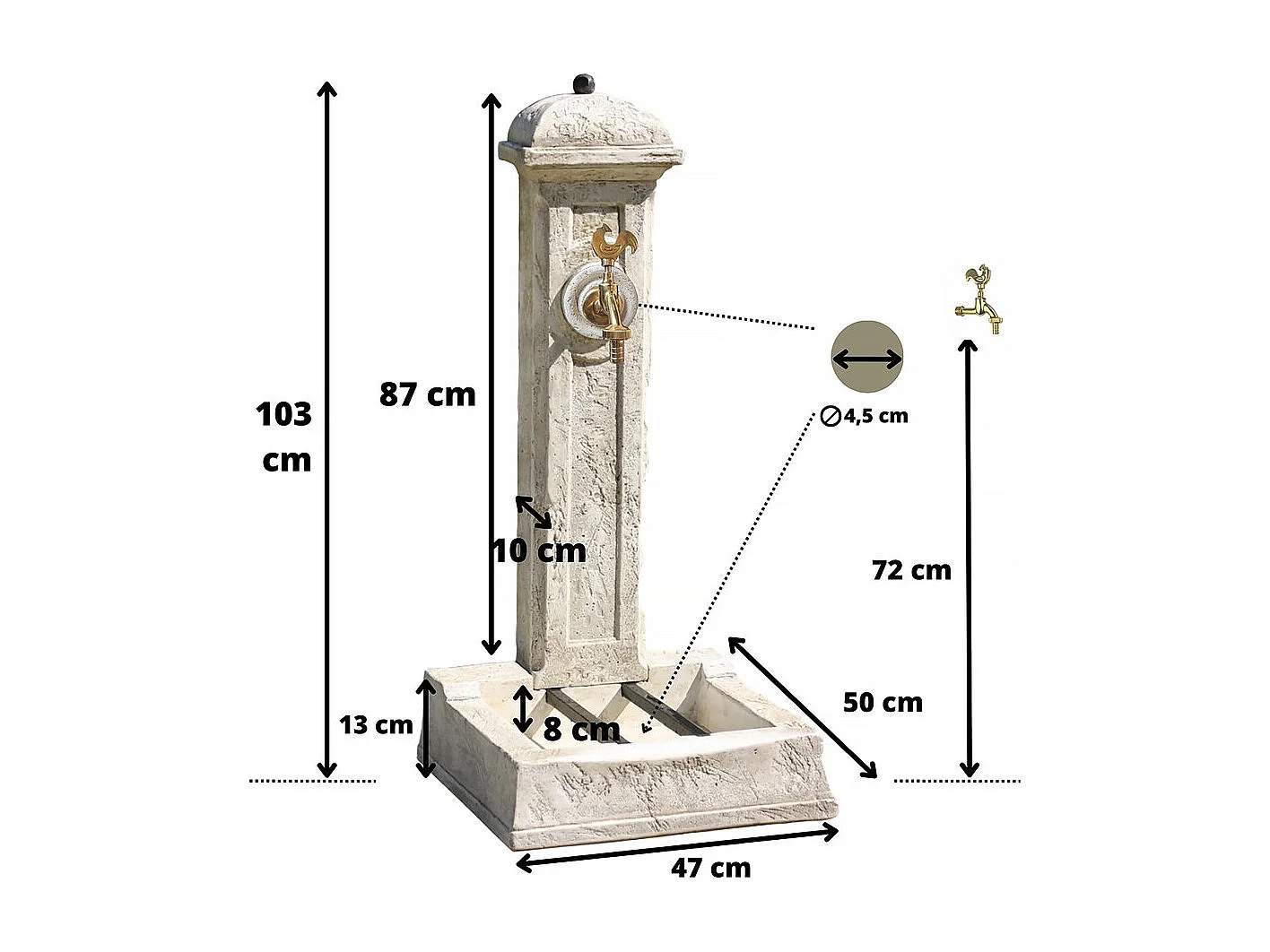 Fontaine "Longchamp" - 0.50 x 0.47 x 1.03 m