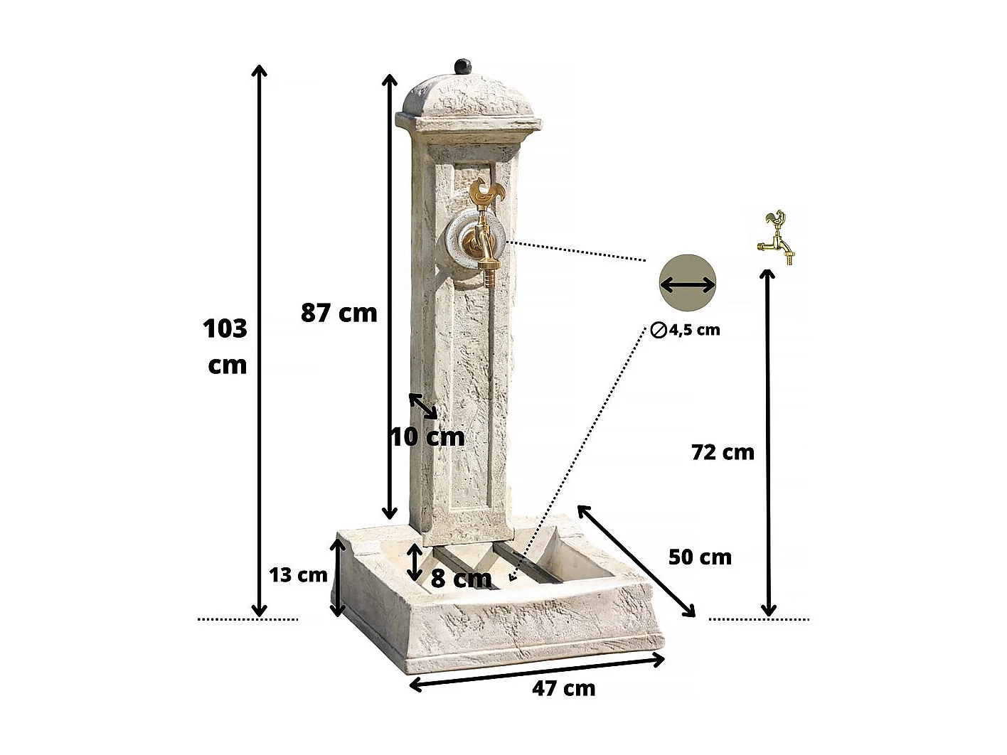 Fontaine "Longchamp" - 0.50 x 0.47 x 1.03 m