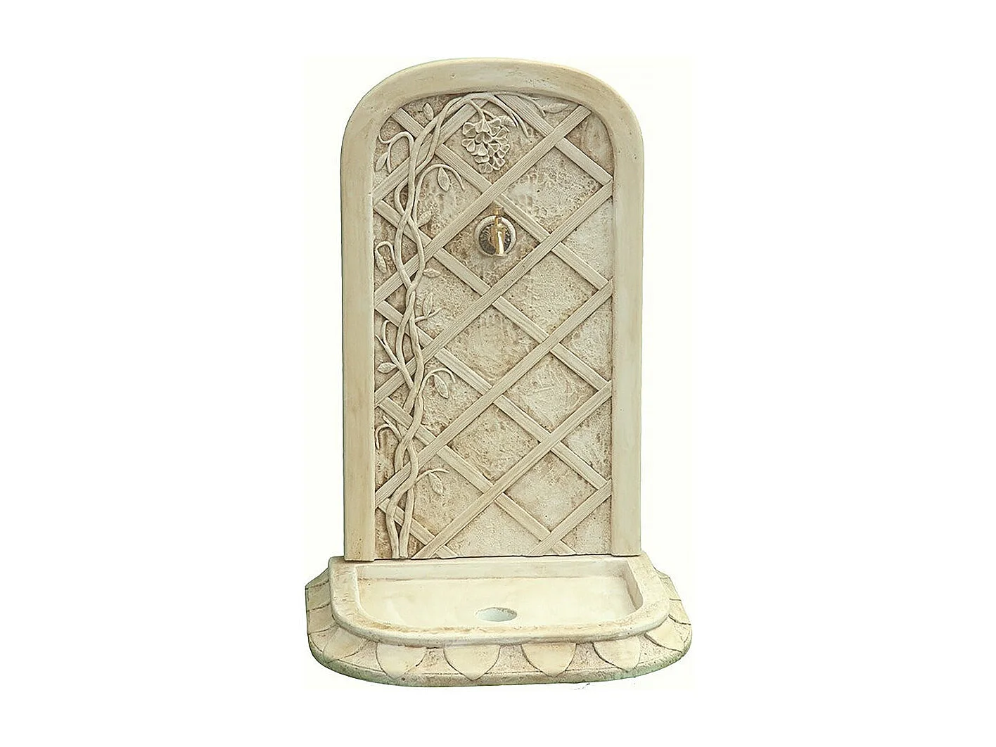 Fuente mural de piedra reconstituida Glycine con grifo de latón