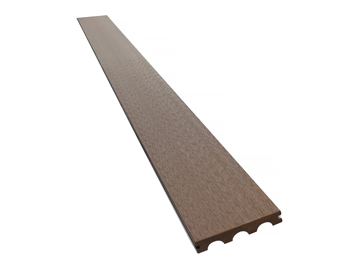 Conjunto de 3 tábuas de terraço em compósito sólido de 2,4m castanho - Resistente à água e antiderrapante