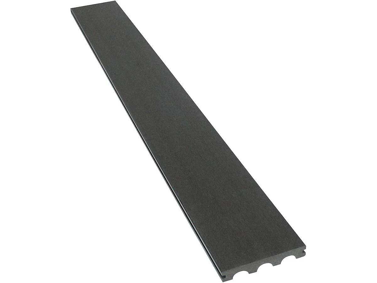 Pakket van 5m² donkergrijze massieve composiet terrasplanken met houtlook afwerking