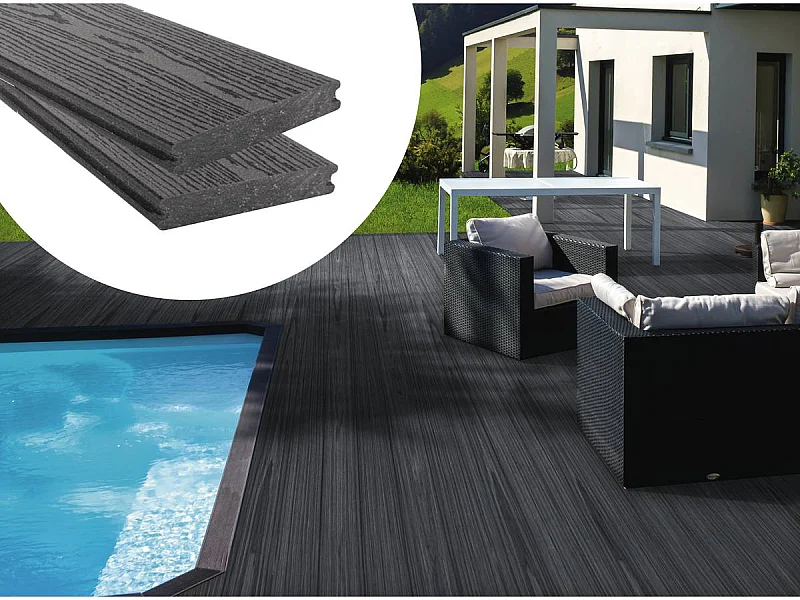 Pack 15 m² - Lames de terrasse composite co-extrudées - Gris