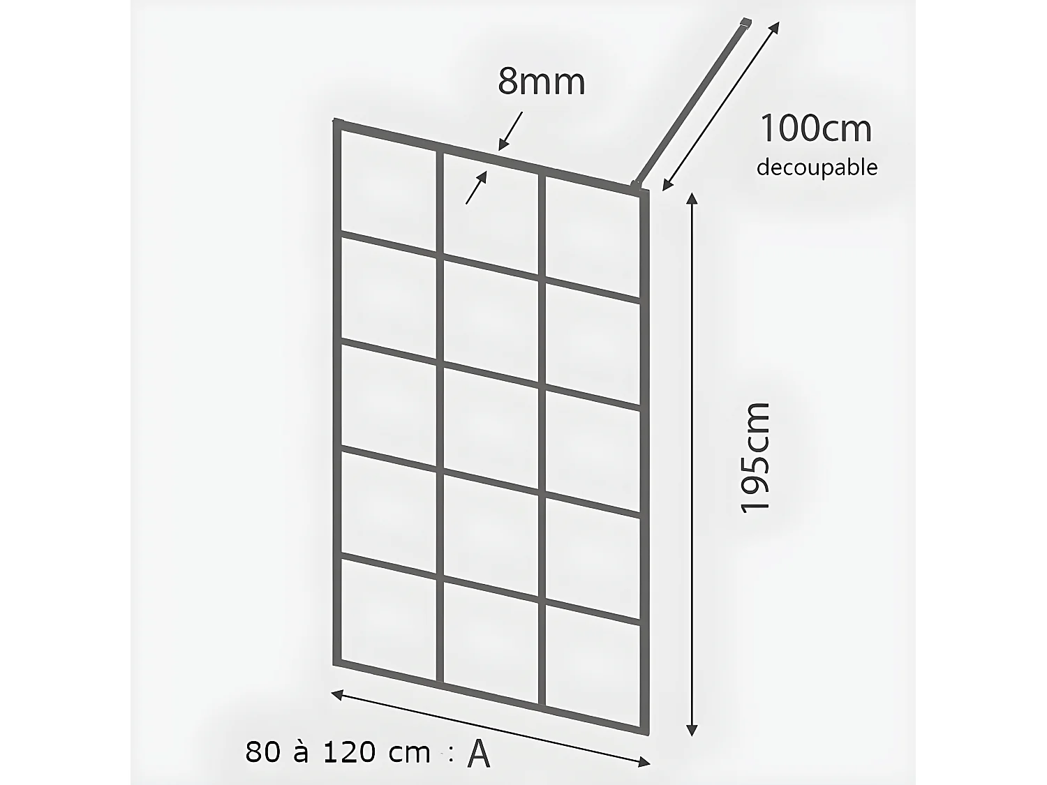 Paroi de douche fixe FRESH INDUSTRIAL 120 cm