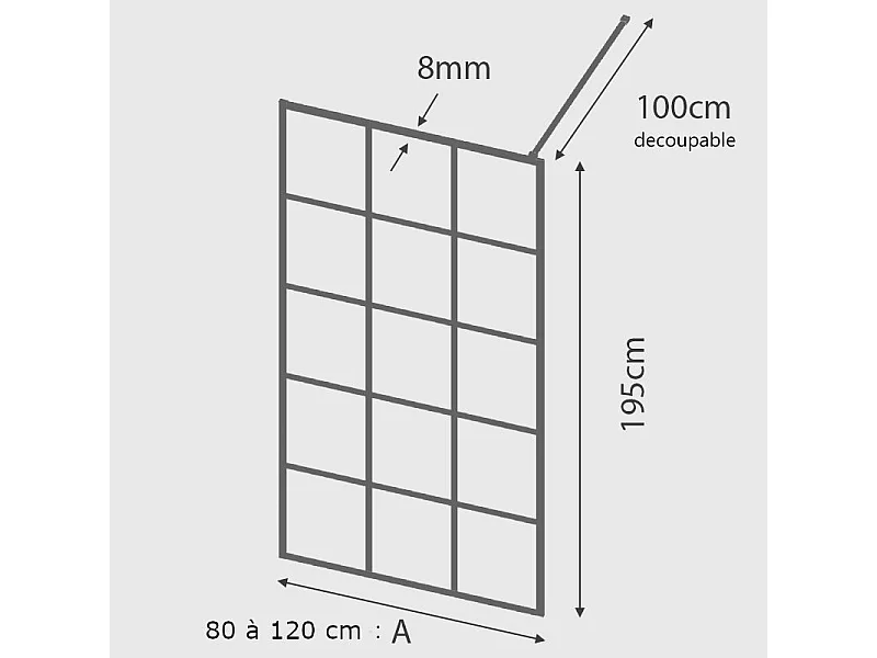 Parete doccia fissa FRESH INDUSTRIAL 90 cm