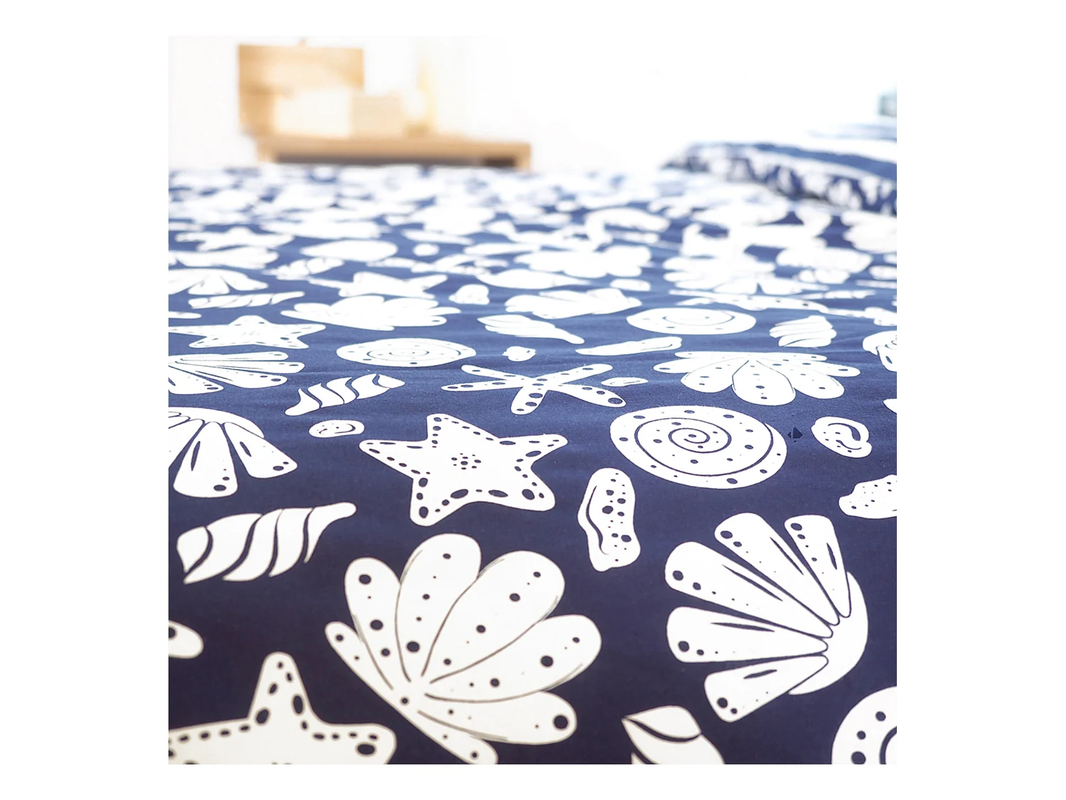 Parure de lit 140x200 cm coton BCI adouci CAPRI Bleu 2 pièces