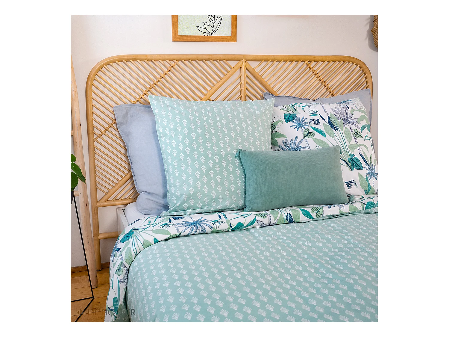 Parure de lit 140x200 cm coton bci adouci ALISCO bleu 2 pièces