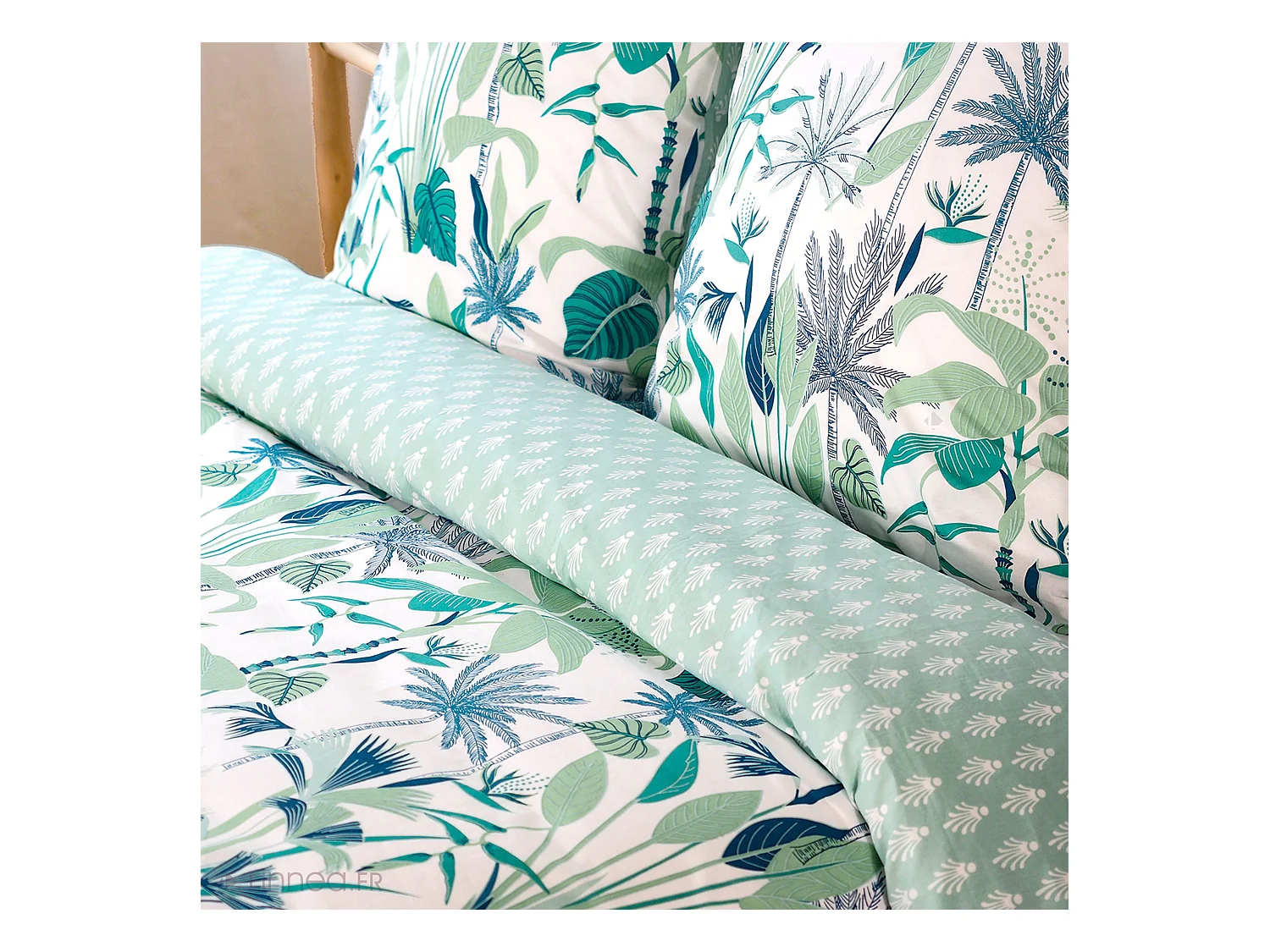 Parure de lit 140x200 cm coton bci adouci ALISCO bleu 2 pièces