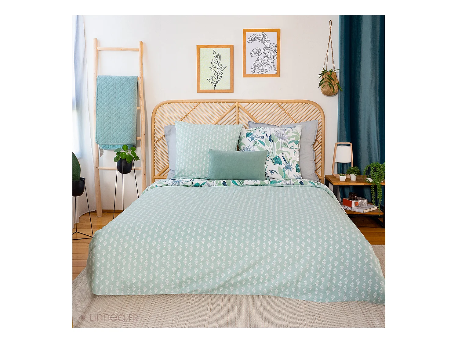 Parure de lit 140x200 cm coton bci adouci ALISCO bleu 2 pièces