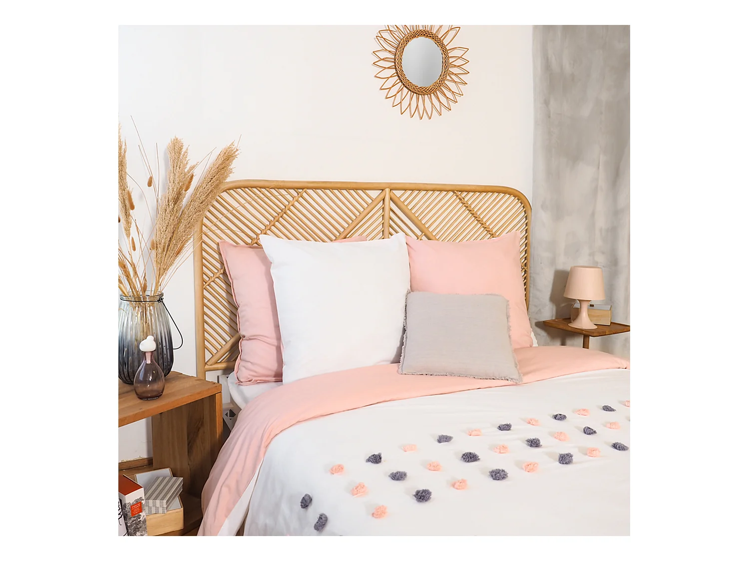 Parure de lit 260x240 cm coton BCI adouci POUPIE Blanc 3 pièces