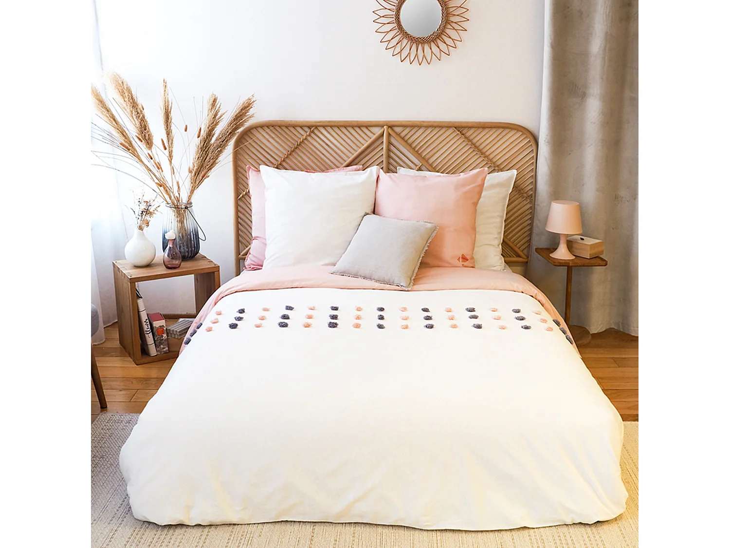 Parure de lit 260x240 cm coton BCI adouci POUPIE Blanc 3 pièces