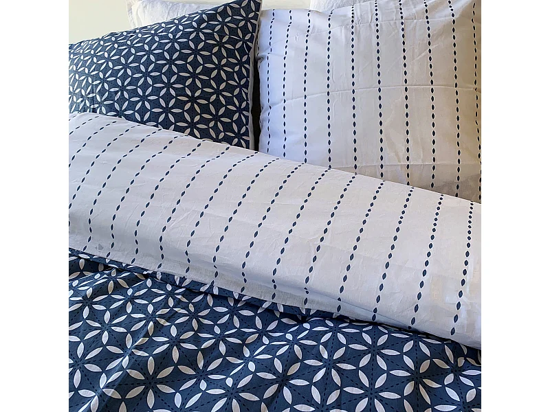 Parure de lit 240x220 cm coton HOLY Bleu