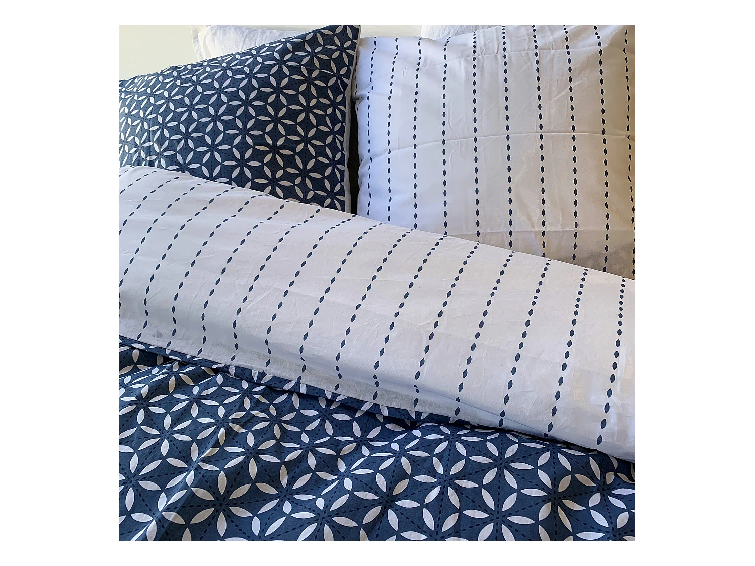 Parure de lit 240x220 cm coton HOLY Bleu