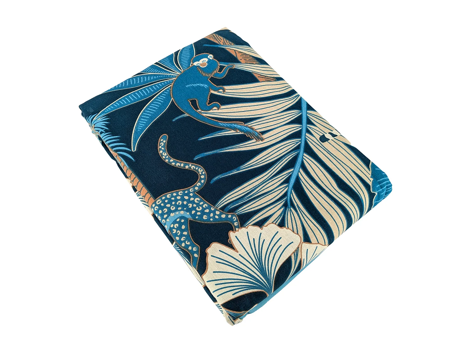 Parure de lit 260x240 cm coton LEOPARDIE Bleu 3 pièces