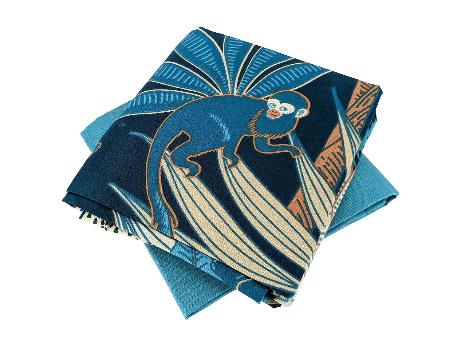 Parure de lit 260x240 cm coton LEOPARDIE Bleu 3 pièces