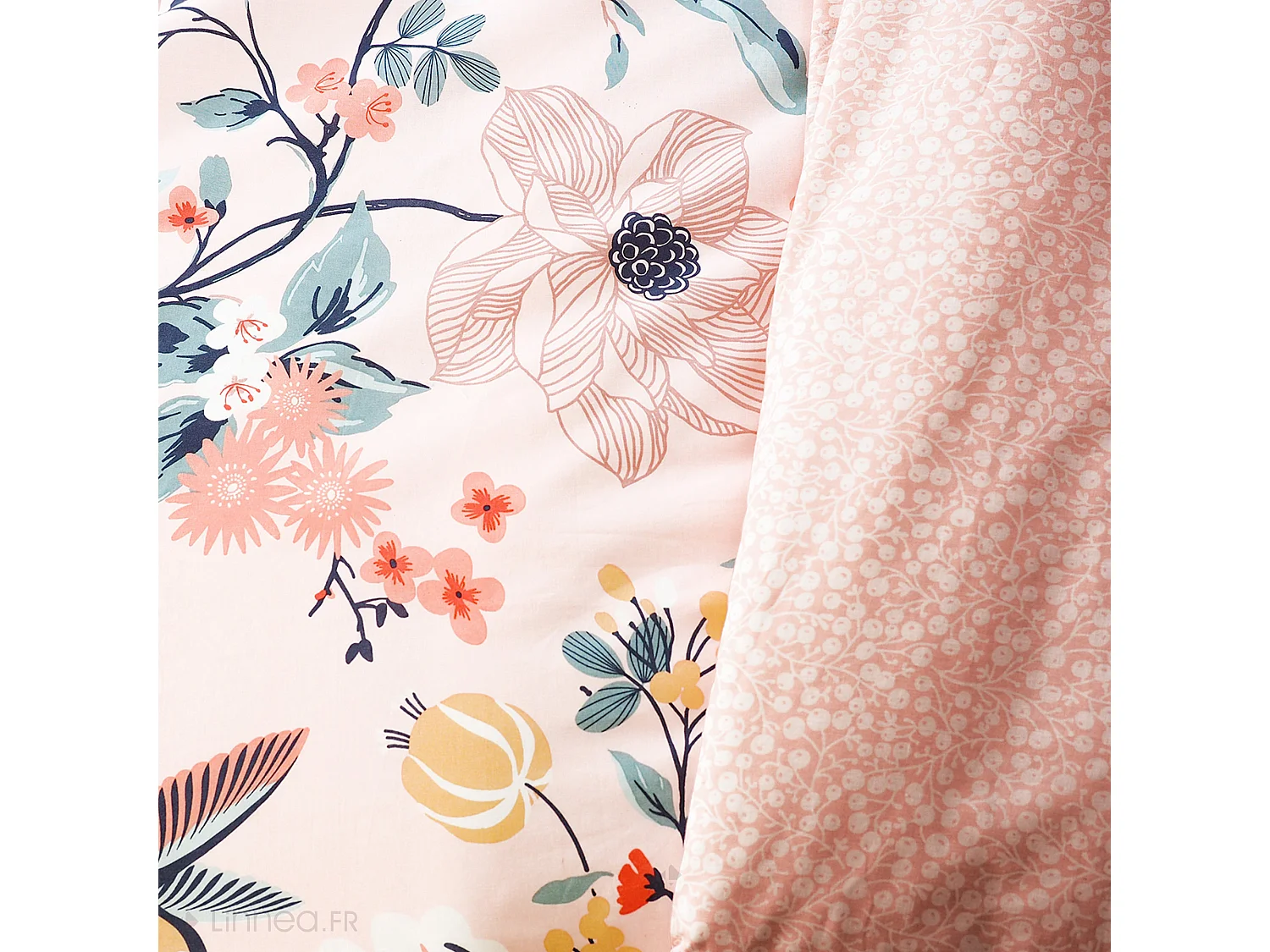 Parure de lit 260x240 cm coton bci adouci PANGA rose 3 pièces