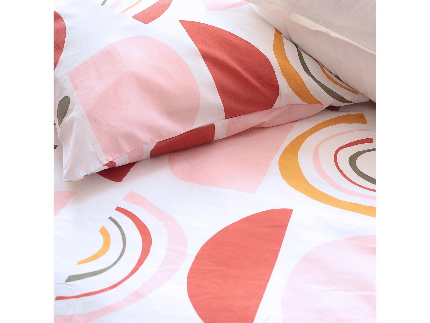 Parure de lit 260x240 cm coton DOME Rose 3 pièces