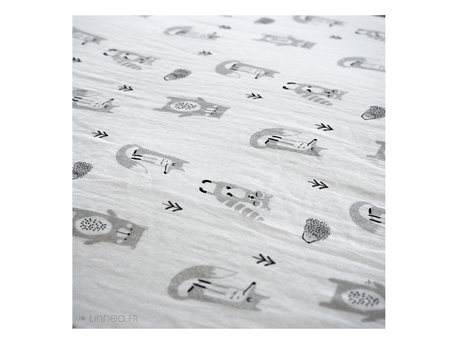 Parure de lit 140x200 cm double gaze de coton FORÊT gris 2 pièces