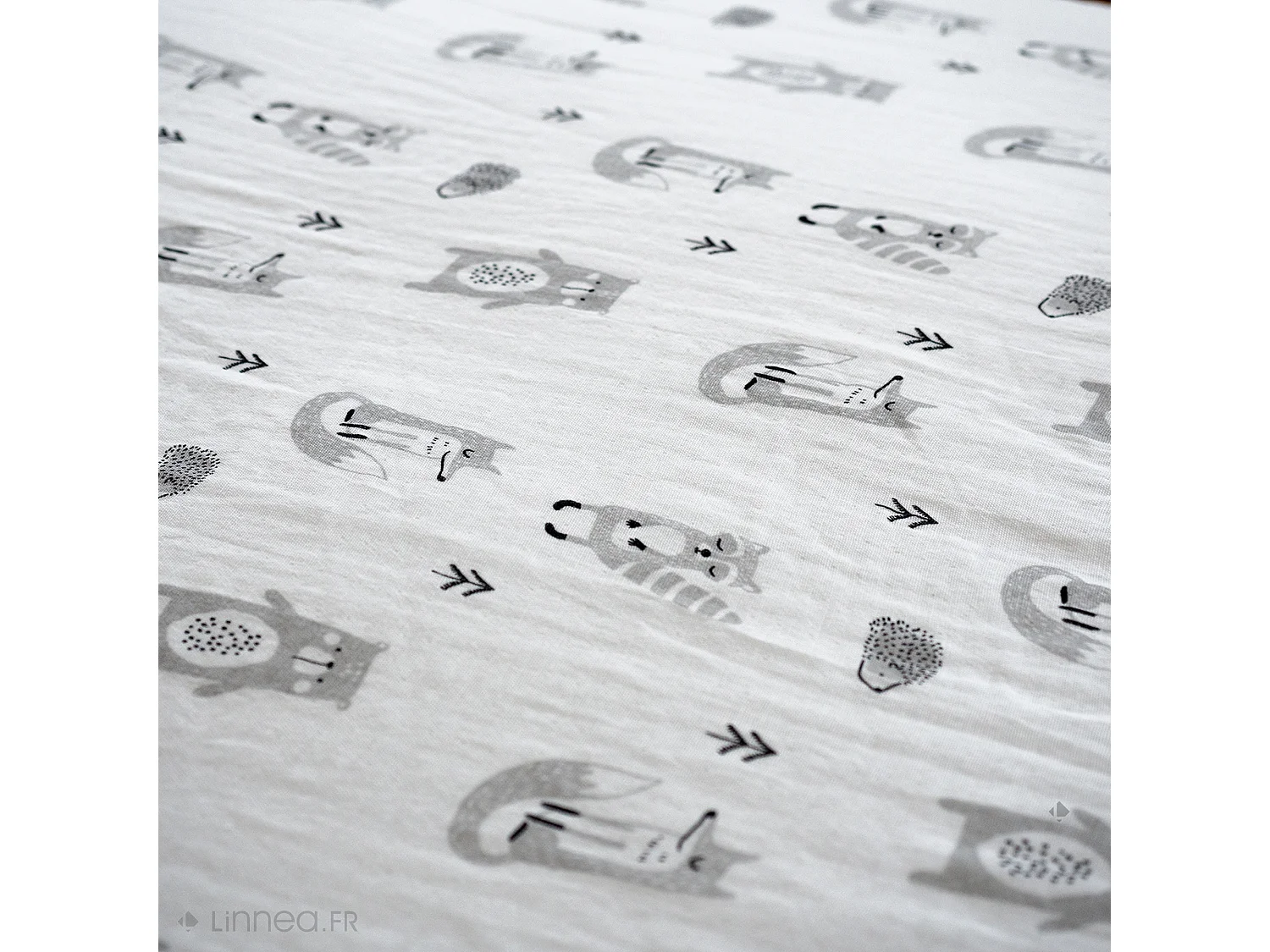 Parure de lit 140x200 cm double gaze de coton FORÊT gris 2 pièces