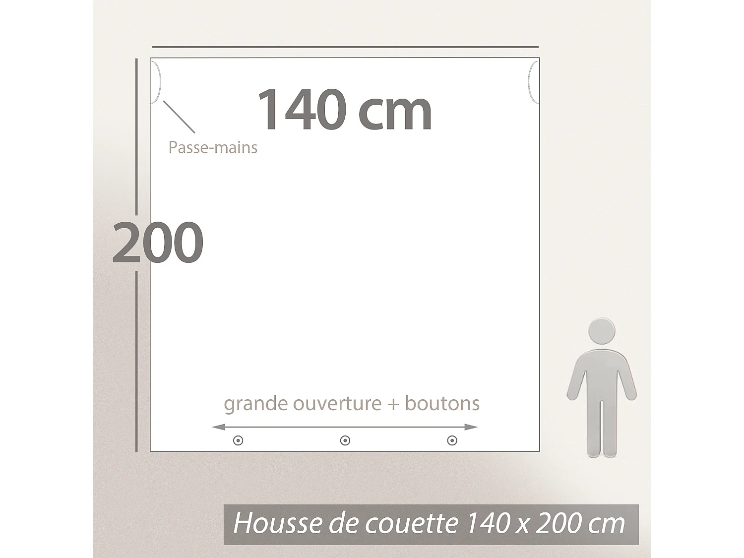 Parure de lit 140x200 cm double gaze de coton FORÊT gris 2 pièces