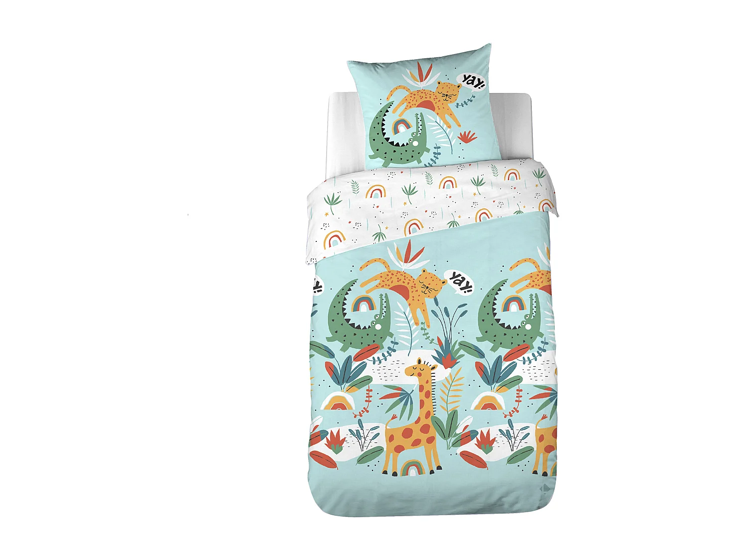 Parure de lit 140x200 cm coton bci adouci POUMBA vert 2 pièces