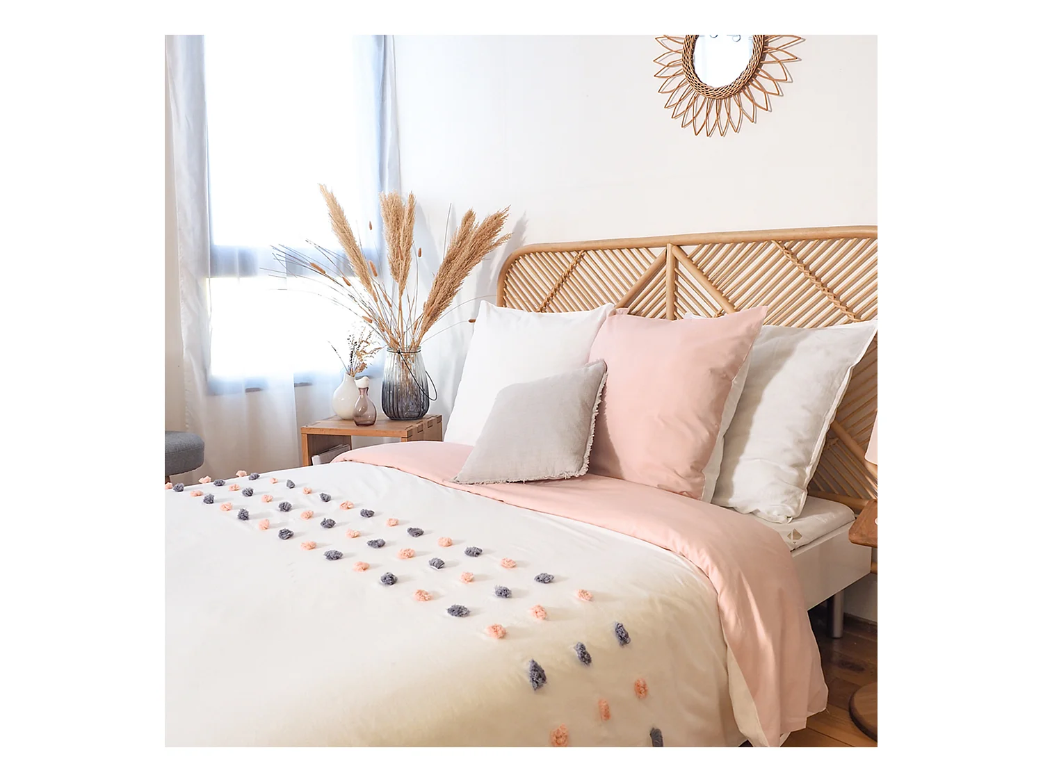 Parure de lit 240x220 cm coton BCI adouci POUPIE Blanc 3 pièces