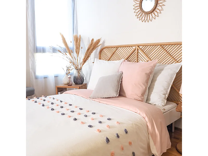 Parure de lit 240x220 cm coton BCI adouci POUPIE Blanc 3 pièces