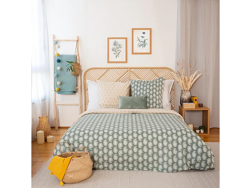 Parure de lit 240x220 cm coton bci adouci WAY vert 3 pièces