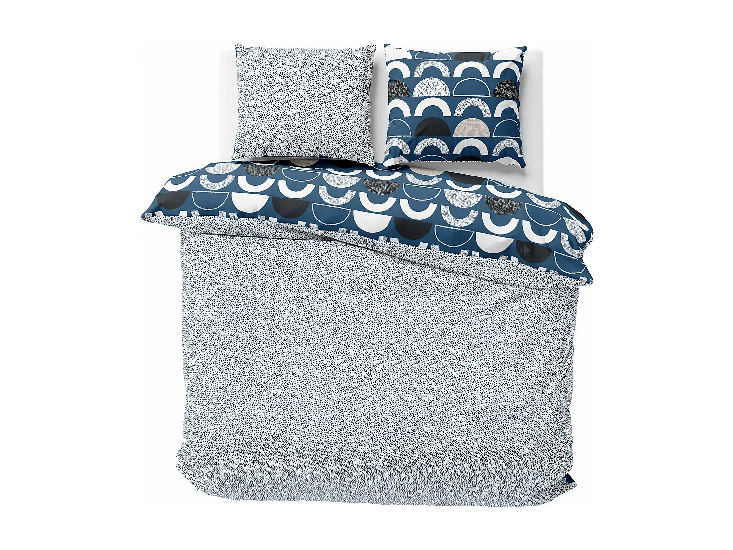 Parure de lit 260x240 cm coton BERLIOZ Bleu 3 pièces