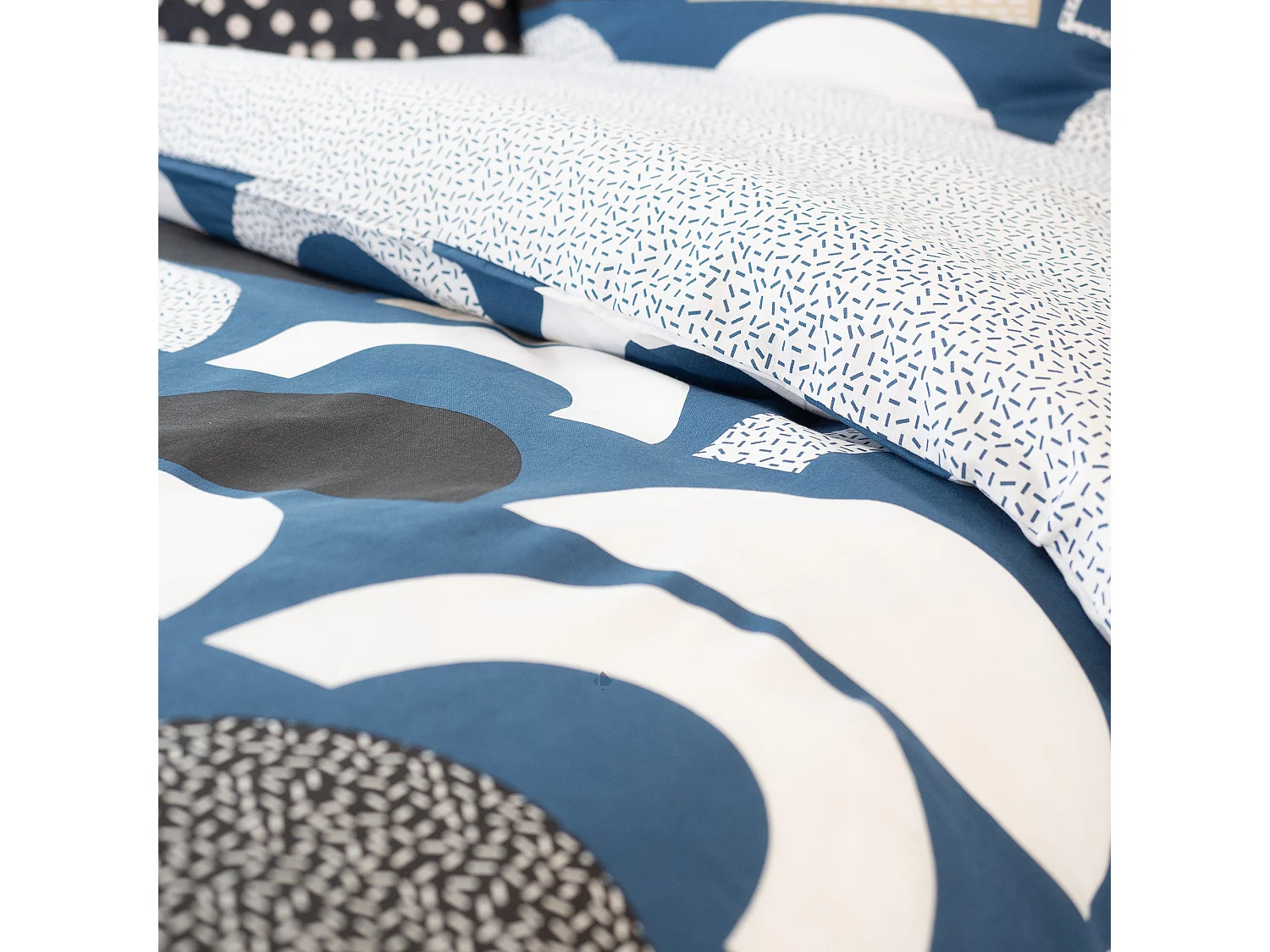 Parure de lit 260x240 cm coton BERLIOZ Bleu 3 pièce