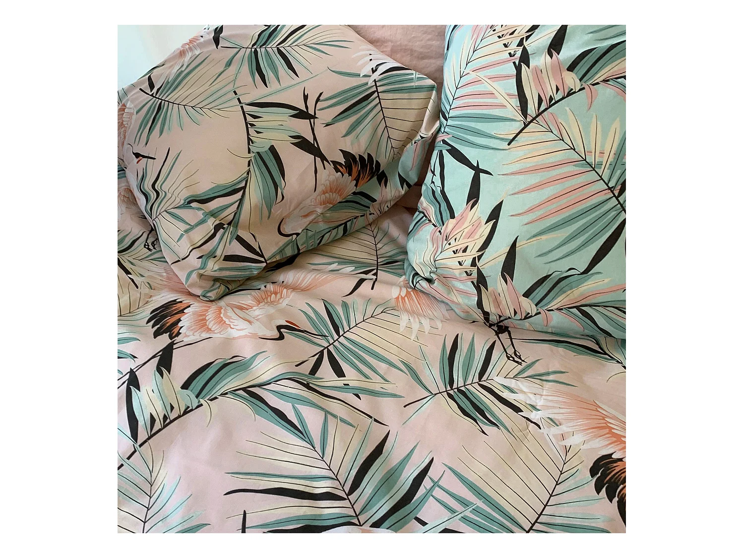 Parure de lit 260x240 cm coton ALEYA Rose