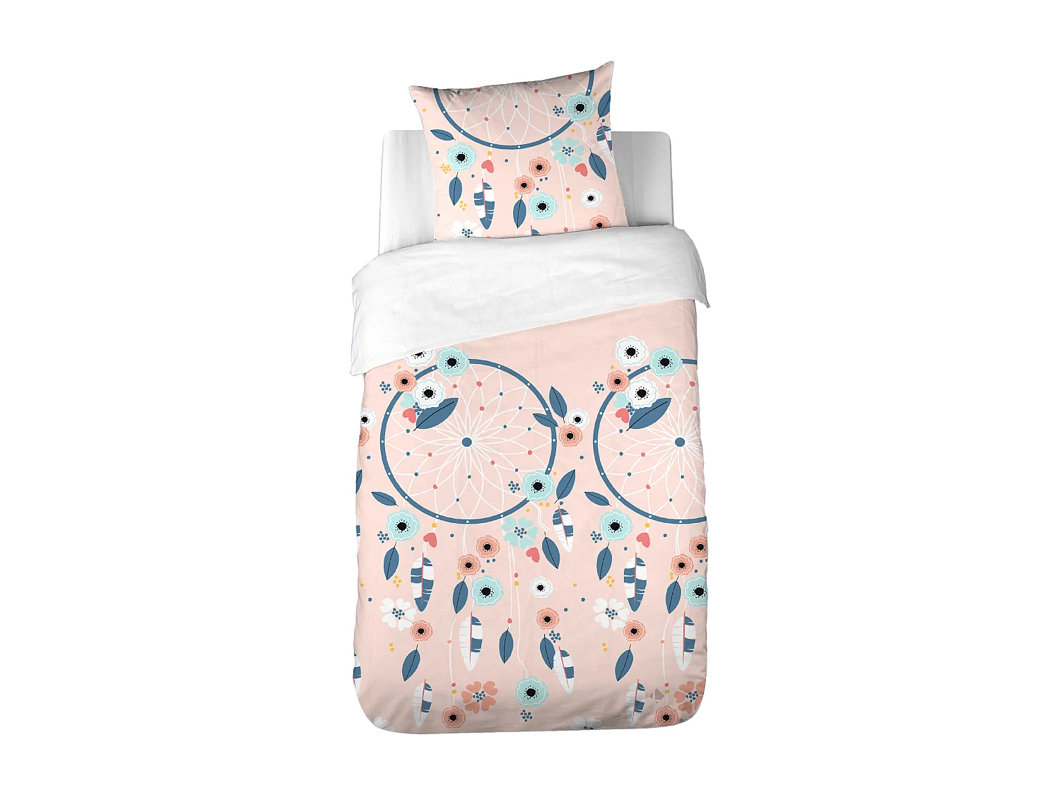 Parure de lit 140x200 cm coton bci adouci PRUNELLIA rose 2 pièces