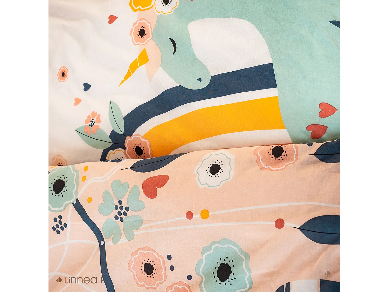 Parure de lit 140x200 cm coton bci adouci PRUNELLIA rose 2 pièces