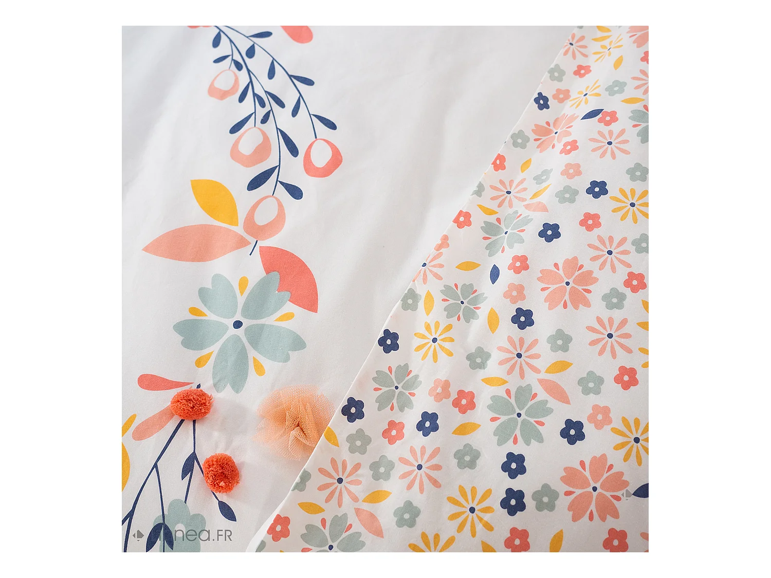 Parure de lit 140x200 cm coton bci adouci HELLO blanc 2 pièces