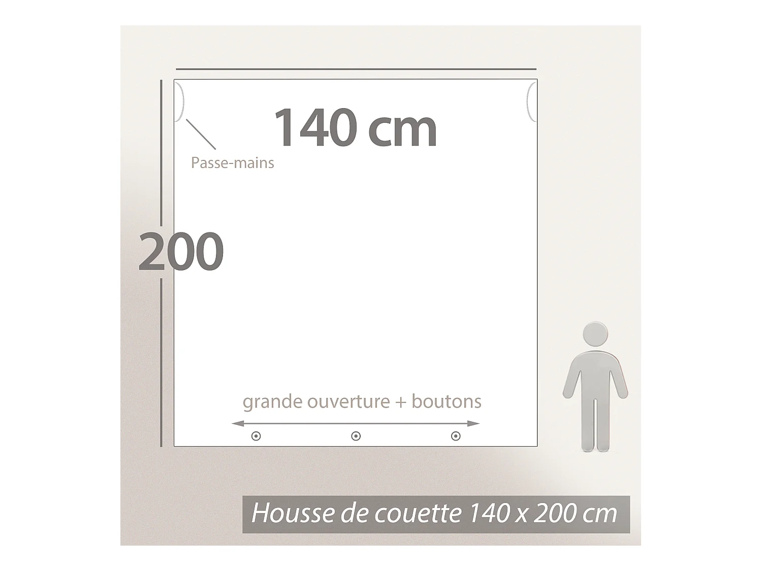 Parure de lit 140x200 cm coton bci adouci HELLO blanc 2 pièces