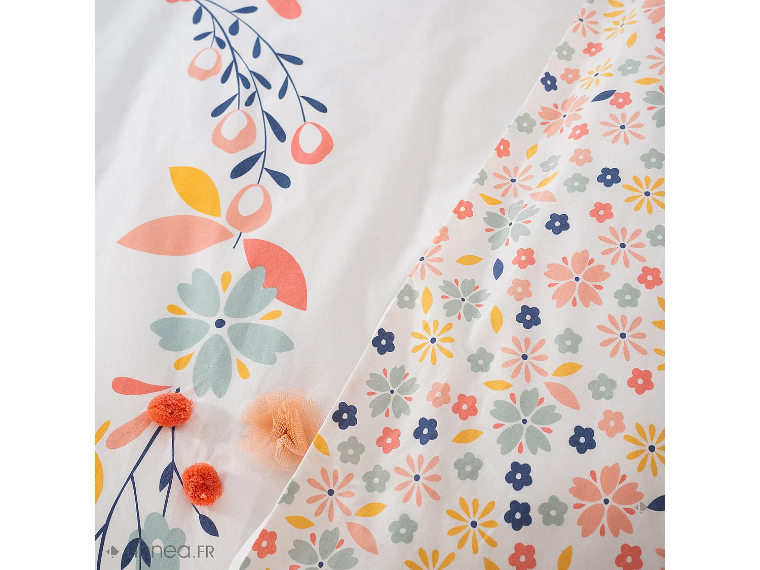 Parure de lit 140x200 cm coton bci adouci HELLO blanc 2 pièces