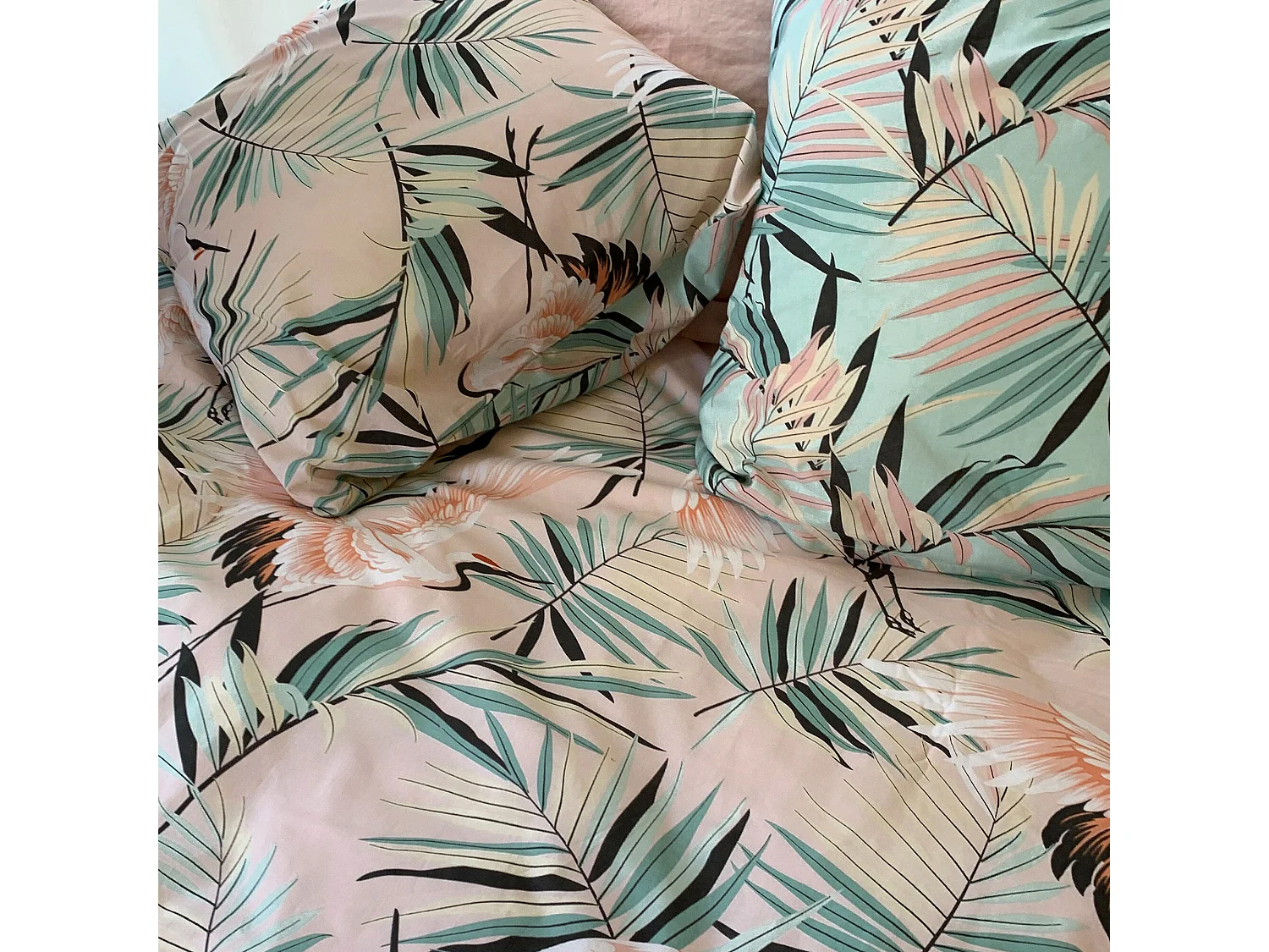 Parure de lit 240x220 cm coton ALEYA Rose