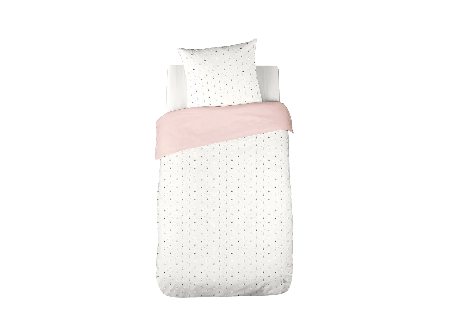 Parure de lit 140x200 cm double gaze de coton FIORI rose 2 pièces