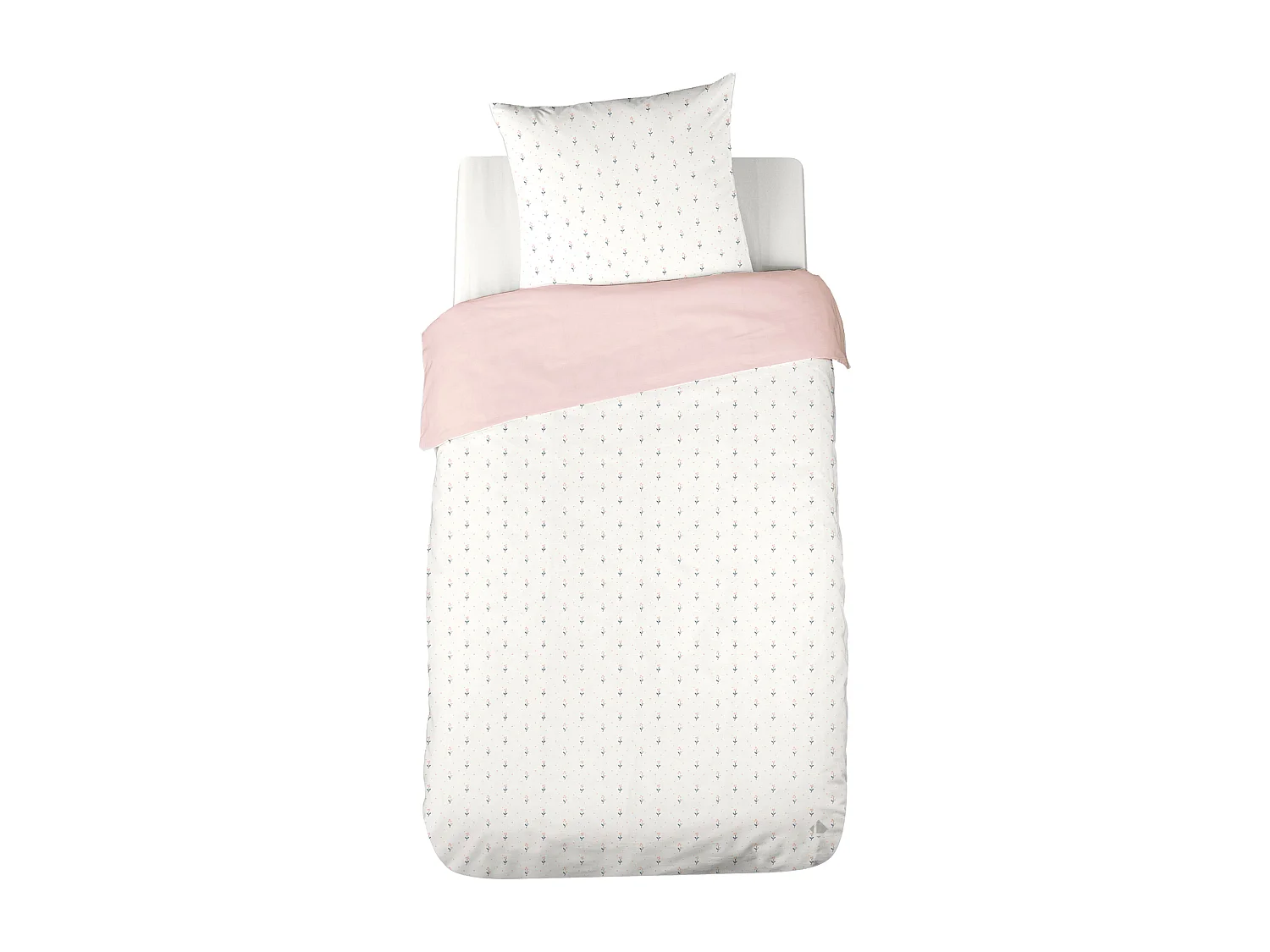 Parure de lit 140x200 cm double gaze de coton FIORI rose 2 pièces