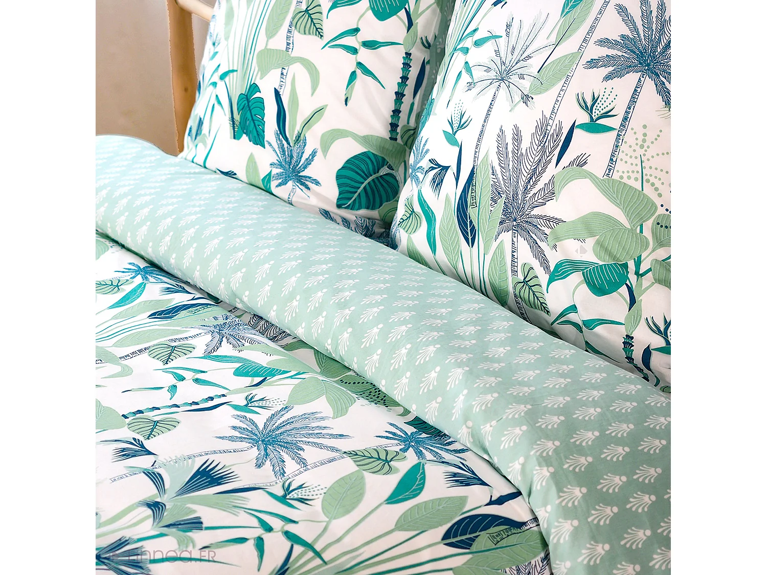 Parure de lit 240x220 cm coton bci adouci ALISCO bleu 3 pièces