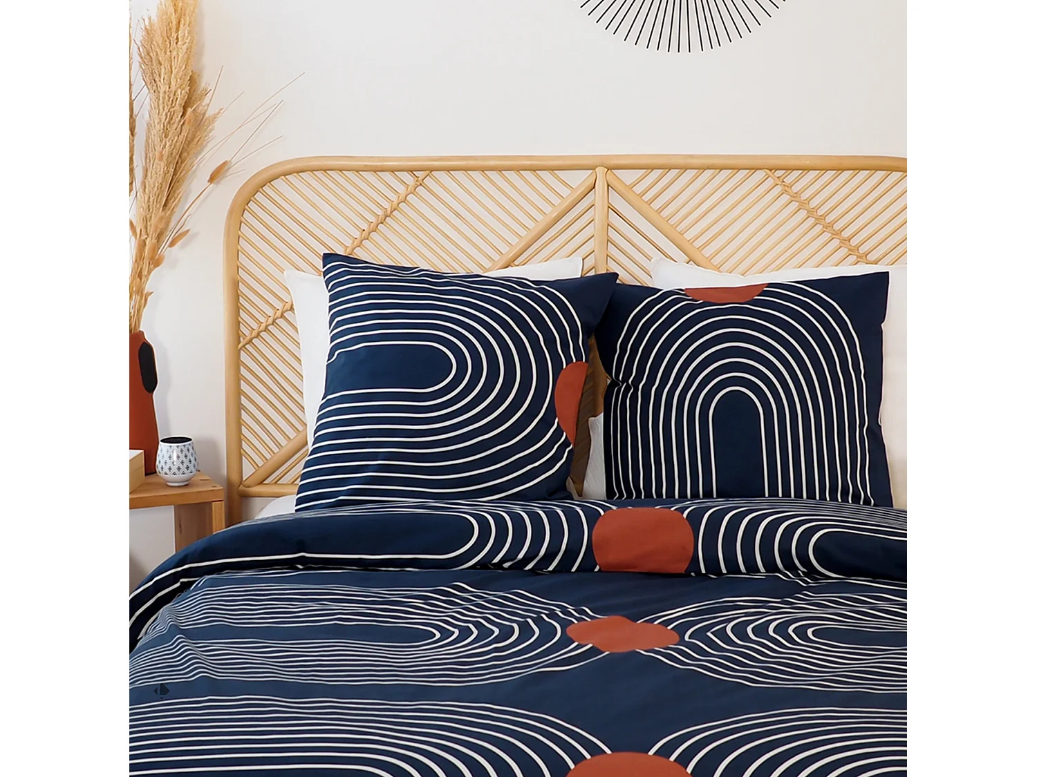 Parure de lit 240x220 cm coton BCI adouci CUTS Bleu 3 pièce